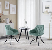Eetkamerstoel - Set van 2 stoelen - Fluweel eetkamer stoel - Eettafel stoel - Fauteuil - Draaibaar - Velvet - Metalen poot - Turquoise
