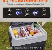 Mini Koelkast 45L - Auto Koelkast - Camping Koelkast - 2-in-1 Dubbele Zone - 100/240V / 12V Auto Stekker - Grijs