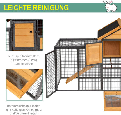 Konijnenhok verhoogd huisje met afsluitbare deur buiten hout metaal