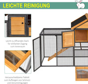 Konijnenhok verhoogd huisje met afsluitbare deur buiten hout metaal