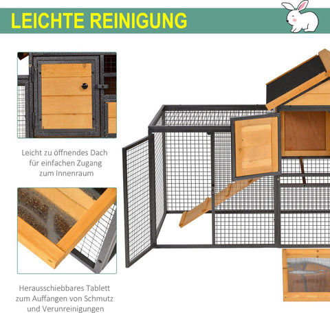 Konijnenhok verhoogd huisje met afsluitbare deur buiten hout metaal