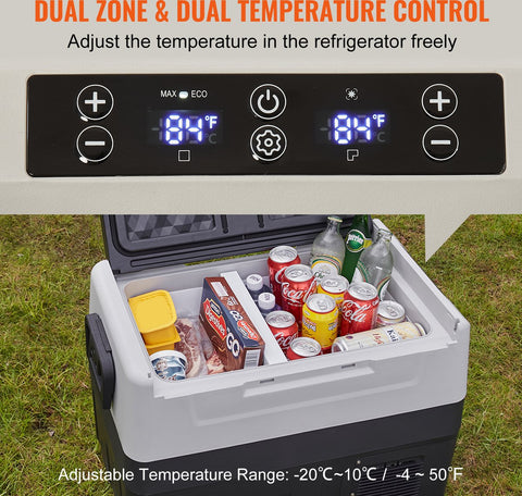 Mini Koelkast - 45L - Auto Koelkast - Camping Koelkast - 2 in 1 - Dubbele Zone - 100/240V - 12V Auto Stekker - Grijs