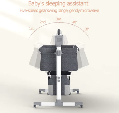 Electric baby bed - Cradle - Baby bed - Crib - Bluetooth - Movable - Portable - Mosquito net - Brown/Khaki
