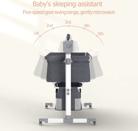 Elektrisch babybed - Wieg - Baby bedje - Ledikant - Bluetooth - Verplaatsbaar - Draagbaar - Klamboe - Bruin/Khaki