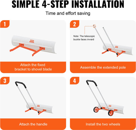Sneeuwschep - 15° Hellend Ontwerp - U-vormige Aluminium Handgreep - Premium Constructie - Lichte en Duurzaam - 120 x 94 x 25 cm