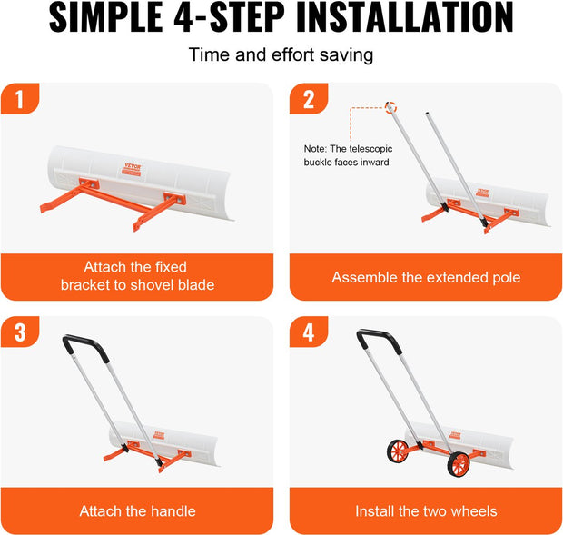 Sneeuwschep - 15° Hellend Ontwerp - U-vormige Aluminium Handgreep - Premium Constructie - Lichte en Duurzaam - 120 x 94 x 25 cm
