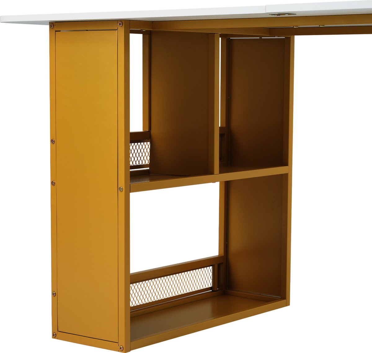 Opvouwbare Eettafel - Multifunctionele Uitschuifbare Eettafel - Beweegbare Eettafel - Uitschuifbare Eettafel met Lades - Eettafel in 3-Vorm - Wit en Goud