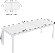 Keukentafel - Eettafel - 200 x 70 x 75 cm - Eetkamertafel Voor 6-8 Personen - met Stevige Metalen Poten - Industrieel Design - Vintage - Wit