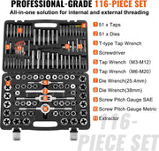 Draadtap Set - Draadsnijder - Tapset - Tappenset - 116 Delig - 51 Tappen - 51 Matrijzen