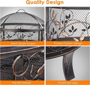 Outdoor Fire Pit - Patio Fireplace - Fire Barrel - Fire Pit With Spark Screen