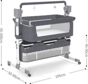 Elektrisch babybed - Wieg - Baby bedje - Ledikant - Bluetooth - Verplaatsbaar - Draagbaar - Klamboe - Grijs