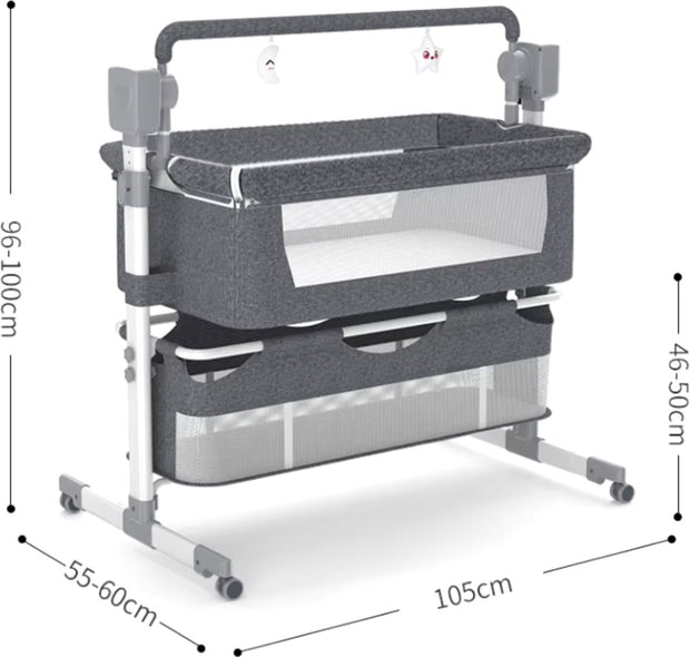 Elektrisch babybed - Wieg - Baby bedje - Ledikant - Bluetooth - Verplaatsbaar - Draagbaar - Klamboe - Grijs