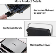 Contactgrill -Tosti Apparaat - Bakplaat - 6-in-1 - 2000W - Uitneembare Platen - Extra Groot - Anti Aanbak - 180° Uitklapbaar - Snel Schoon