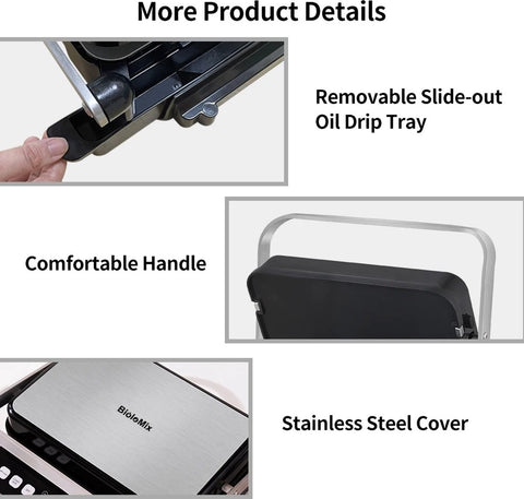 Contactgrill -Tosti Apparaat - Bakplaat - 6-in-1 - 2000W - Uitneembare Platen - Extra Groot - Anti Aanbak - 180° Uitklapbaar - Snel Schoon