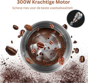 Hakmolen Electrisch -  2-in-1 - Nat en droog - Gehaktmolen - Vleesmolen - Food Processor - Keukenmixer - Elektrisch - 300W  - Roestvrijstalen Behuizing en Maalbladen - Grijs