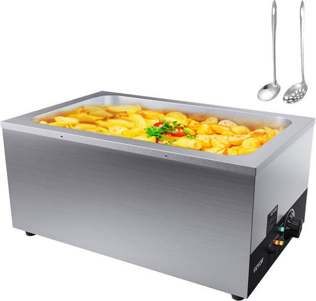 Commerciële Voedselverwarmer - Volledige Grootte - 1200W - 26,4L - Roestvrij Staal - Nat of Droog Gebruik - 6,5kg - Ideaal voor Buffet - Eetkraampjes en Barbecues