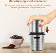 Hakmolen Electrisch -  2-in-1 - Nat en droog - Gehaktmolen - Vleesmolen - Food Processor - Keukenmixer - Elektrisch - 300W  - Roestvrijstalen Behuizing en Maalbladen - Grijs