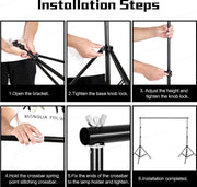 Fotostudio Softbox Verlichtingskit met Achtergrondframe - Achtergrondsysteem - Studio Fotografie - Inclusief 3 Achtergronden, Statief, Reflectorbord en 4 Paraplu's - Complete Set
