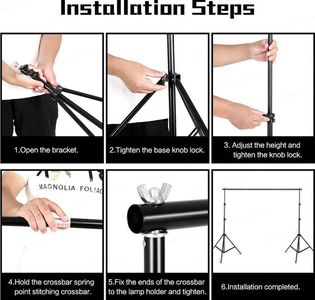 Fotostudio Softbox Verlichtingskit met Achtergrondframe - Achtergrondsysteem - Studio Fotografie - Inclusief 3 Achtergronden, Statief, Reflectorbord en 4 Paraplu's - Complete Set