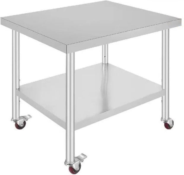 Zilveren Commerciële Keuken Werktafel - RVS - 95x61 cm - Verrijdbaar
