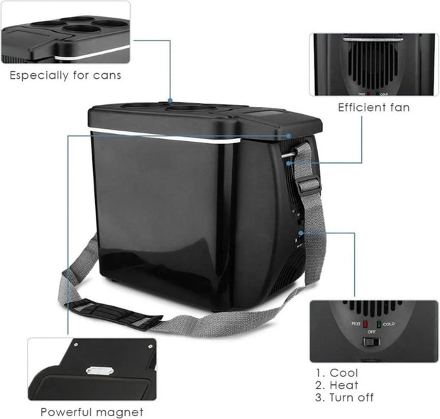 Mini Auto Koelkast - 12V - 45W - Draagbare Koeler- Voor Auto - Truck - 6 liter - Keuken Reizen - Picknick - Camping Stille -