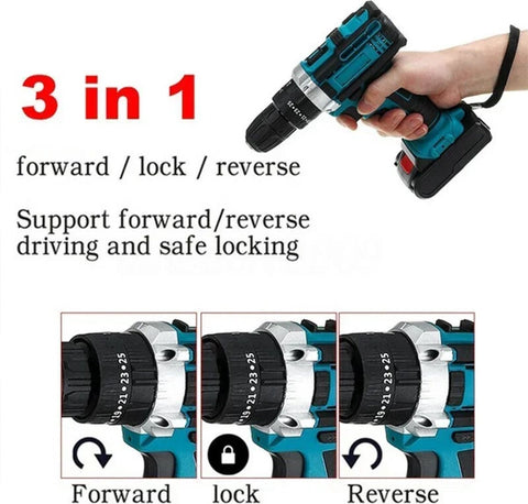 Slag Schroevendraaier - Boormachine - Schroefmachine - Elektrische Boormachine - Met Koffer - 2x Accu - 28Nm - 1600r/min - 1500Mah - Blauw - Met Accessoires