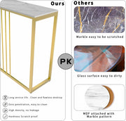 Luxe sidetable - Muurtafel - Wandtafel - Bijzettafel - Console tafel - Wandbureau - Kaptafel - Bartafel - Wit marmer blad - Goud frame - 100 x 300 x 78.5cm