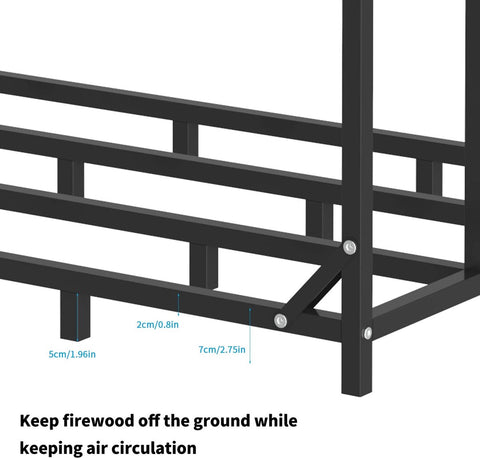 Haardhoutrek - Haardhout rek - Brandhout rek - Openhaard Hout - Houtopslag - Extra groot rek met dak - 156.5 x 60 x 176.5 cm