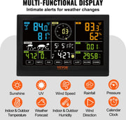 Weerstation - Draadloos - 7-in-1 Weerstation Met Buitensensor - 7,5" - Kleurendisplay - RCC Atoomklok - Wit
