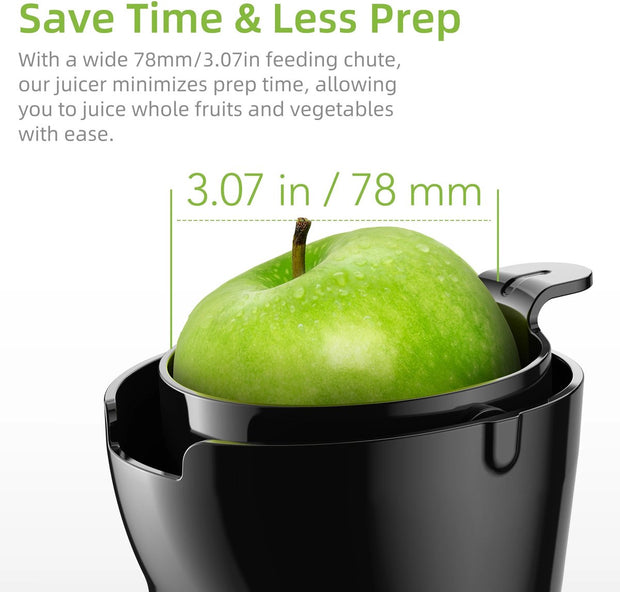 Slowjuicer - Sapcentrifuge voor Fruit en Groente - 500 ml - 200W - Koude Pers Juicer - Zwart