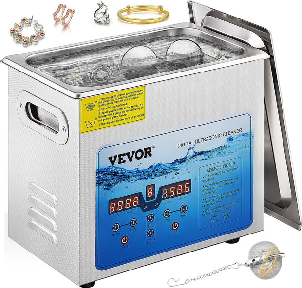 Ultrasoon Reiniger - 6L - Roestvrij Staal - Professionele Ultrasone Reinigingsapparaat - met Timer Verwarming - voor Sieraden Brillen Tanden - Zilver