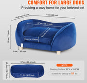 Hondensofa - Hondenmand - Hondenbank - Hondenzetel - Hondenbed - Op Poten - Blauw - Zacht Fluwelen - Gewicht 37 kg - 71 x 50,5 x 30 cm