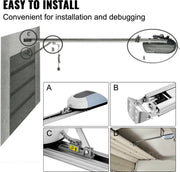 Garagedeur Opener - AC-Motor - 1000N Kracht - 2 Stuks Dual-channel Draadloze Afstandsbediening - <60 dB Geluid - Minimale 15 m² Toepasbare Oppervlakte - Zilver