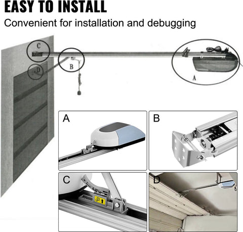 Garagedeur Opener - AC-Motor - 1000N Kracht - 2 Stuks Dual-channel Draadloze Afstandsbediening - <60 dB Geluid - Minimale 15 m² Toepasbare Oppervlakte - Zilver