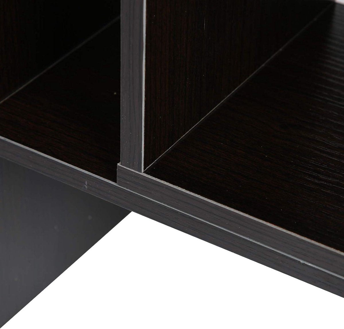 Storage Rack DIY Table - Adjustable Desktop Bookcase Organizer for Office Home - Wood Color(Black Walnut)