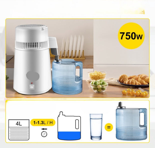 Destilleerapparaat- Destilleerketel - Water Destilleerder - 4L - Maak Zelf Gedestilleerd Water - Puur Water