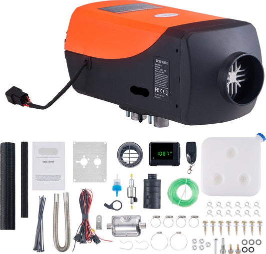 Diesel Standkachel 12V 8KW - Diesel Heater - Met een Intelligente LCD -Monitor en Afstandsbediening - Brandstoftank van 10 L - Luchtverwarmer - Autoverwarming - Auto Heater - Voor Auto Vrachtwagens Camper Boot - Oranje