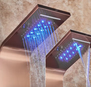 Douchekraan - Regendouche - Douchekop - Douchepaneel - 6 in 1 - Regendouche - Waterval douche - Kraan - Bidet - Massage jet - Handdouche - Waterstroom gevoed - Verlichting en LED display - Rose Gold