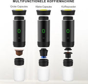 Draagbare elektrische espressomachine - 3 in 1 - Reis koffiezetapparaat - Auto koffiezetapparaat - Capsules en gemalen koffie - 80ml - Zwart