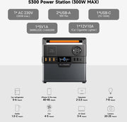 Allpowers - S300 Plus - Draagbare Krachtcentrale - 288Wh Powerstation - Output 300W (500W Piek) - Lithium-Ion - Noodstroomvoorziening - AC 1x, USB, USB-C, DC en Draadloos Opladen - Geschikt voor Kamperen en Reizen
