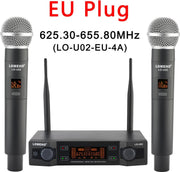 Microfoon set van 2 - Karaoke - Kinderen - Volwassenen - Verstelbare Frequentie - 625.00-655.00MHz - Tot ongeveer 30m - Power adapter - Receiver - Ontvanger - Antennes - Zwart - LCD scherm