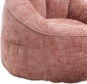 Zitzak Stoel met Voetensteun - Beanbag in Luxe Chenille Stof - Hoge Druk Schuimvulling - Ergonomisch Ontwerp - 89x88x76 cm - Roze