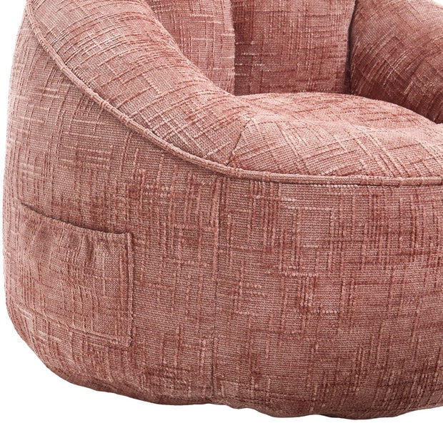 Zitzak Stoel met Voetensteun - Beanbag in Luxe Chenille Stof - Hoge Druk Schuimvulling - Ergonomisch Ontwerp - 89x88x76 cm - Roze