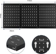 Peg board - Gaatjesbord - Pegboard zwart - Metalen Gereedschapsplank - voor Werkplaats en Garage - 120x60cm