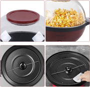 Popcorn Machine voor Thuis - Popcornmaker Met Suiker en Olie - Verwijderbaar Verwarmingselement - 5L Popcorn Popper - Niet-klevende Coating - Groot Deksel als Serveerplaat