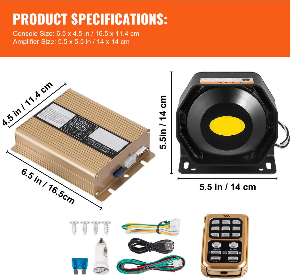 Noodsirene - 8 Tonen - ≥130dB - 200W - 12V - Met Afstandsbediening En Accessoireset - Geschikt Voor Noodgevallen - QUORE