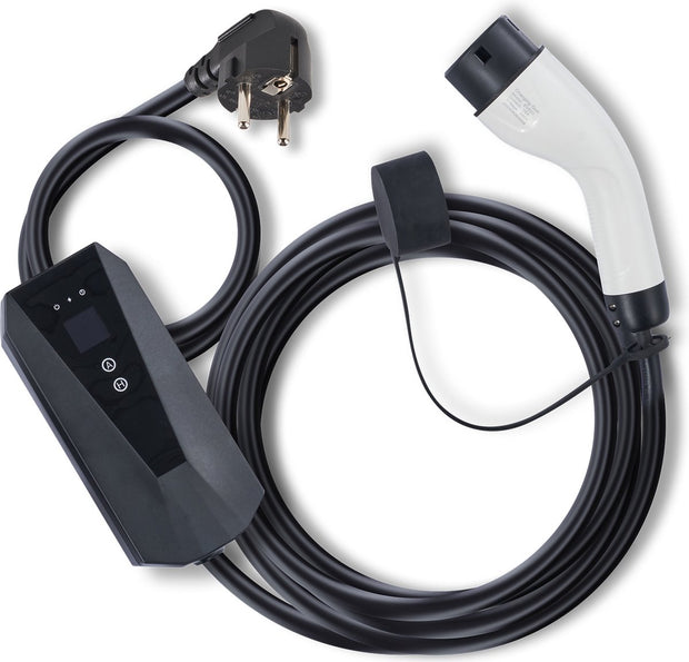 Draagbare Ev-Oplader - 16a - 3,68 Kw - Laadkabels - 1-Fase - Met Lcd -Scherm Oplader - 8,6 M Kabellengte - IP66 Waterdichte Wallbox - Voor Elektrische Voertuigen Ev-Oplaadkabel Type 2 (Iec62196) Cee 7/7-Stekker Ev-Oplader