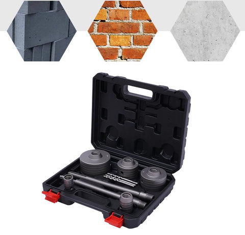 Betonborenset Pro7 - Professionele Beton Boren - 9 Delig - SDS Plus en Max Adapter - Ø 30-40-65-80-100mm - Premium Staal