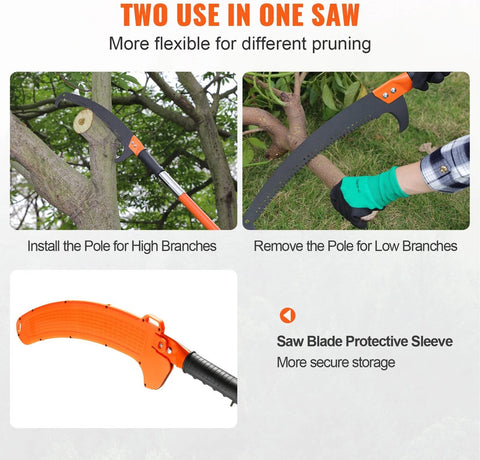 Telescopische Snoeizaag - Uitschuifbare Boomsnoeier - Handzaag voor Hoge Takken - 2,24 tot 8,24 m Bereik - Inclusief Opbergtas
