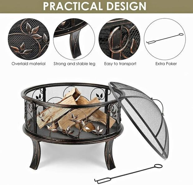 Vuurschaal - Vuurkorf - Houtskoolrooster - Voor Verwarming - BBQ - Voor Tuin - 71 cm Breed